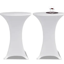 2 x Tischhusse für Stehtisch Stretchhusse Ø60 cm weiß