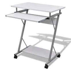 Computertisch Computerwagen PC Tisch Bürotisch Laptop auf Rollen weiß