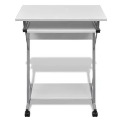 Computertisch Computerwagen PC Tisch Bürotisch Laptop auf Rollen weiß
