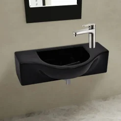 Keramik Waschbecken mit Hahnloch schwarz