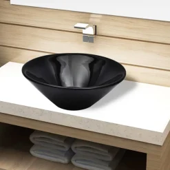 Keramik Waschbecken schwarz rund