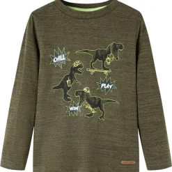 Kinder-Langarmshirt Dunkles Khaki Melange 92