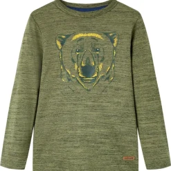Kinder-Langarmshirt Khaki Melange 104