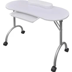 Klappbarer Maniküre-Tisch mit Rollen Weiß