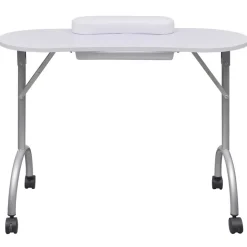 Klappbarer Maniküre-Tisch mit Rollen Weiß