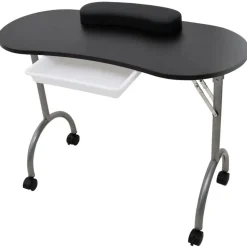 Klappbarer Maniküre-Tisch mit Rollen Schwarz
