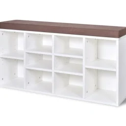 Schuhschrank Schuhbank Sitzbank 10 Fächer weiß