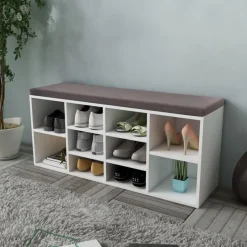 Schuhschrank Schuhbank Sitzbank 10 Fächer weiß