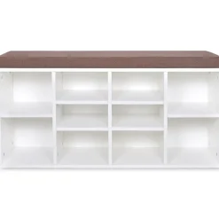 Schuhschrank Schuhbank Sitzbank 10 Fächer weiß