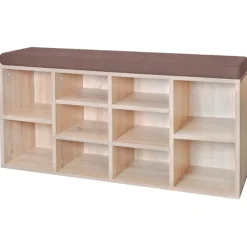 Schuhschrank Schuhbank Sitzbank 10 Fächer Eichefarbe