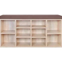 Schuhschrank Schuhbank Sitzbank 10 Fächer Eichefarbe