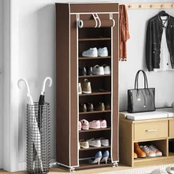 Schuhschrank Schuhregal 8 Schicht 57 x29 x162 cm Braun