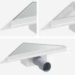vidaXL 2 in 1 Dreiecks-Duschabfluss Silber 32 x 32 x 7,5 cm