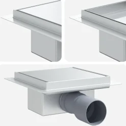 vidaXL 2 in 1 Duschabfluss Silber 15 x 15 cm Edelstahl 304