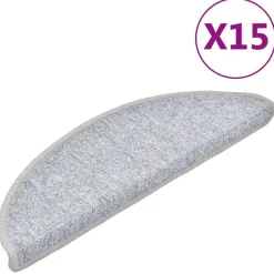 vidaXL 15 Stk. Treppenmatten Hellgrau 56 x 17 x 3 cm