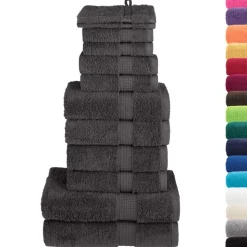 vidaXL 12 tlg. Premium-Handtuch-Set SOLUND Anthrazit 600 g/m²