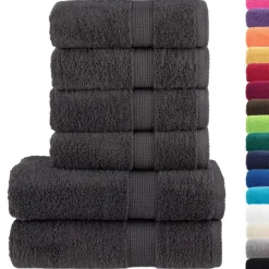 vidaXL 6 tlg. Premium-Handtuch-Set SOLUND Anthrazit 600 g/m²