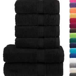 vidaXL 6 tlg. Premium-Handtuch-Set SOLUND Schwarz 600 g/m²