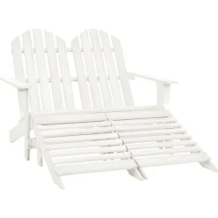 vidaXL Adirondack-Gartenbank 2-Sitzer mit Fußteil Tannenholz Weiß