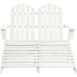 vidaXL Adirondack-Gartenbank 2-Sitzer mit Fußteil Tannenholz Weiß