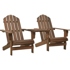 vidaXL Adirondack-Gartenstühle mit Tisch Massivholz Tanne Braun