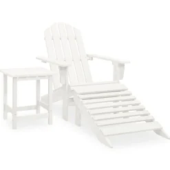 vidaXL Adirondack-Gartenstuhl mit Fußstütze & Tisch Tannenholz Weiß