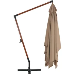 vidaXL Ampelschirm mit Holz-Mast 400x300 cm Taupe