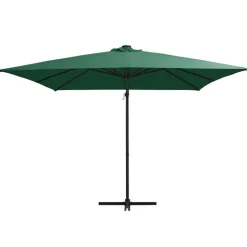 vidaXL Ampelschirm mit LED-Beleuchtung Stahl-Mast 250x250 cm Grün