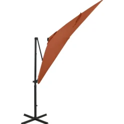 vidaXL Ampelschirm mit LED-Beleuchtung 250 cm Terrakotta