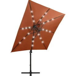 vidaXL Ampelschirm mit LED-Beleuchtung 250 cm Terrakotta
