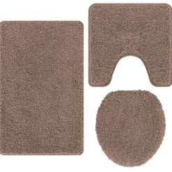 vidaXL Anti-Rutsch Badematten-Set 3 pcs Braun PP