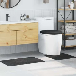 vidaXL Anti-Rutsch Badematten-Set 3 pcs Dunkelgrau PP