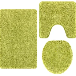 vidaXL Anti-Rutsch Badematten-Set 3 pcs Grün PP