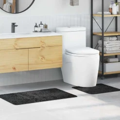 vidaXL Anti-Rutsch Badematten-Set 2 pcs Dunkelgrau PP