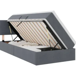 vidaXL Aufbewahrungsbett mit Matratze Dunkelgrau 90 x 190 cm Samt