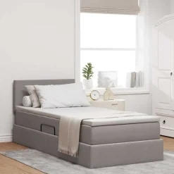 vidaXL Aufbewahrungsbett mit Matratze Taupe 90 x 190 cm Holzwerkstoff