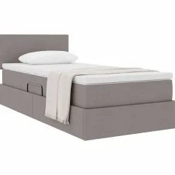 vidaXL Aufbewahrungsbett mit Matratze Taupe 90 x 190 cm Holzwerkstoff