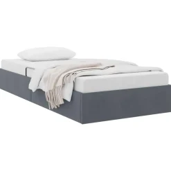 vidaXL Aufbewahrungsbett mit Kopfteil Dunkelgrau 90 x 190 cm Samt