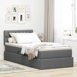 vidaXL Aufbewahrungsbett mit Matratze Dunkelgrau 90 x 190 cm