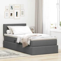 vidaXL Aufbewahrungsbett mit Matratze Dunkelgrau 90 x 190 cm
