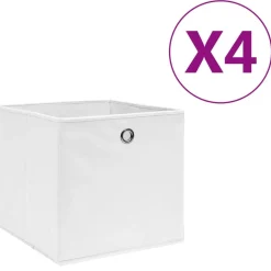 vidaXL Aufbewahrungsboxen 4 Stk. Vliesstoff 28x28x28 cm Weiß