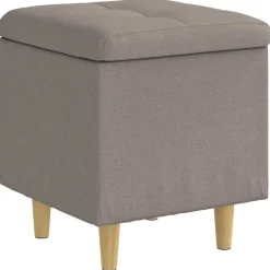 vidaXL Aufbewahrungsottomane mit Kissen Taupe 40 x 40 x 45 cm Stoff