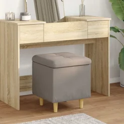 vidaXL Aufbewahrungsottomane mit Kissen Taupe 40 x 40 x 45 cm Stoff