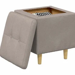 vidaXL Aufbewahrungsottomane mit Kissen Taupe 40 x 40 x 45 cm Stoff