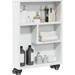 vidaXL Aufbewahrungswagen Schmal Weiß 48x13x68 cm Holzwerkstoff