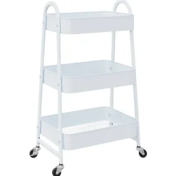 vidaXL Aufbewahrungswagen 3 Etagen Weiß 42x41,5x77 cm Stahl