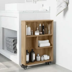 vidaXL Aufbewahrungswagen Schmal Artisan-Eiche 48x13x68 Holzwerkstoff