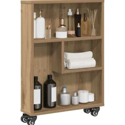 vidaXL Aufbewahrungswagen Schmal Artisan-Eiche 48x13x68 Holzwerkstoff