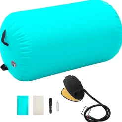vidaXL Aufblasbare Gymnastik-Rolle mit Pumpe 100x60 cm PVC Grün
