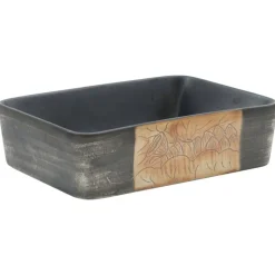 vidaXL Aufsatzwaschbecken Schwarz Braun Rechteck 46x35,5x13cm Keramik